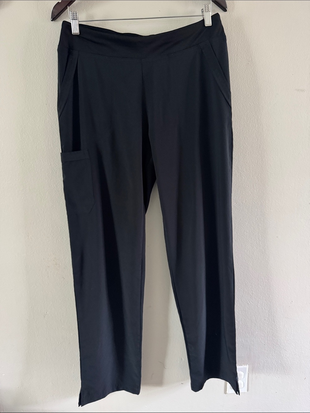 Black Straight-Leg Pull-On Pants with Side Utility Pocket